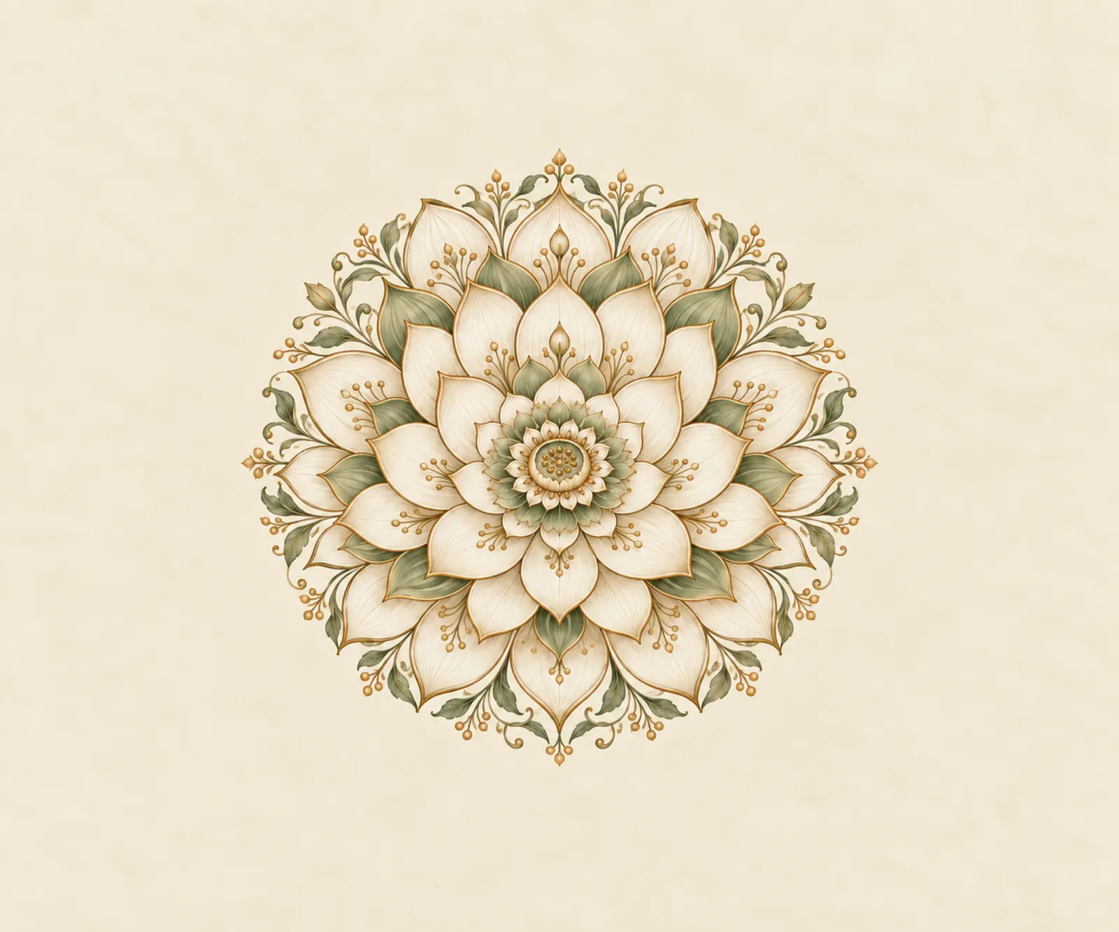 Ivory Lotus Mandala wall tapestry artwork