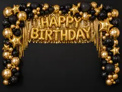 Black and Gold Birthday Backdrop