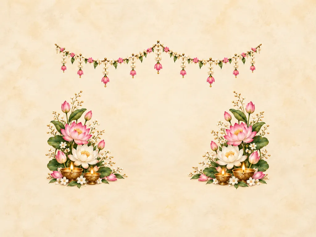 Diya and Lotus Pooja Backdrop backdrop artwork