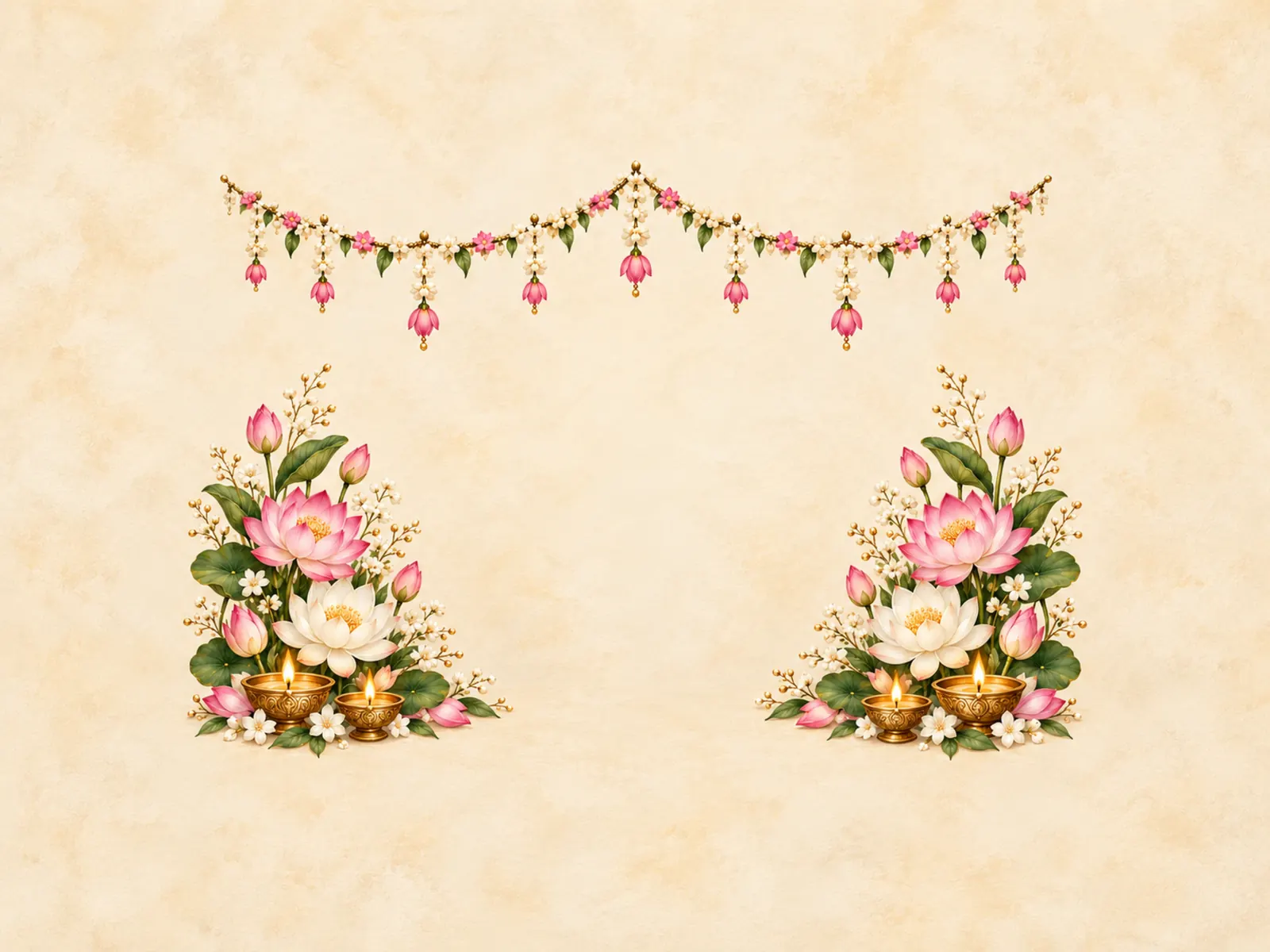 Diya and Lotus Pooja Backdrop backdrop artwork