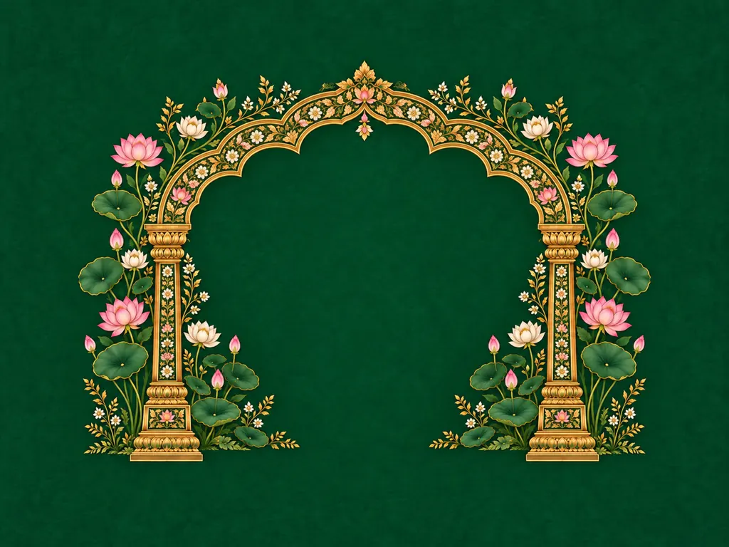 Emerald Lotus Temple Arch Backdrop backdrop artwork