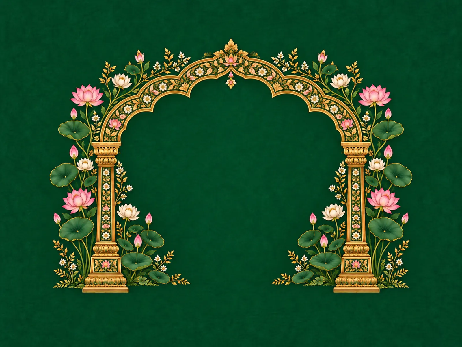 Emerald Lotus Temple Arch Backdrop backdrop artwork