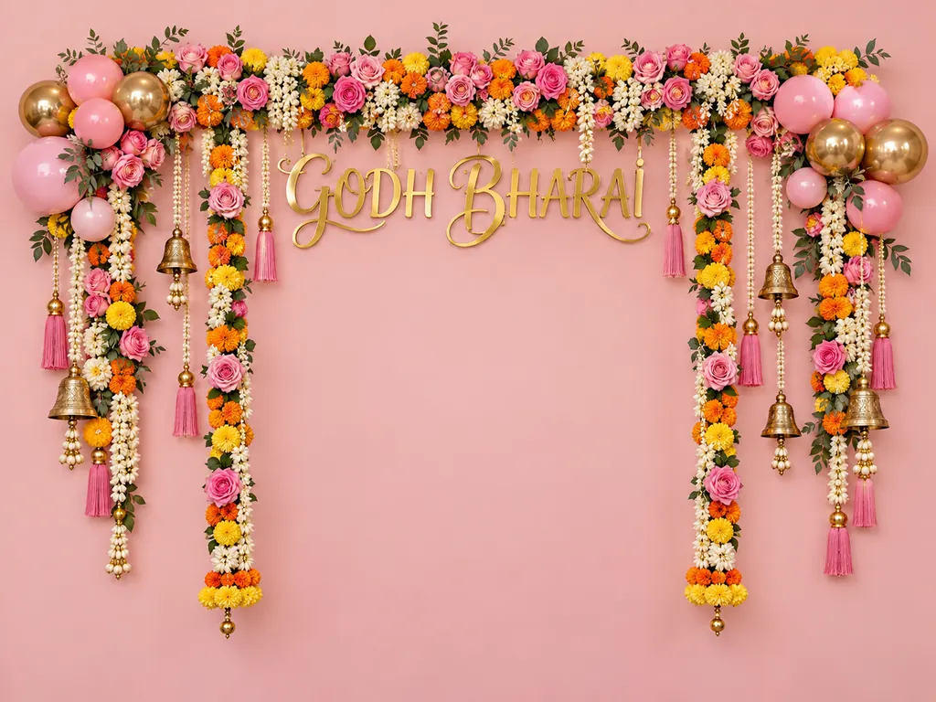 Godh Bharai Pink Backdrop backdrop artwork