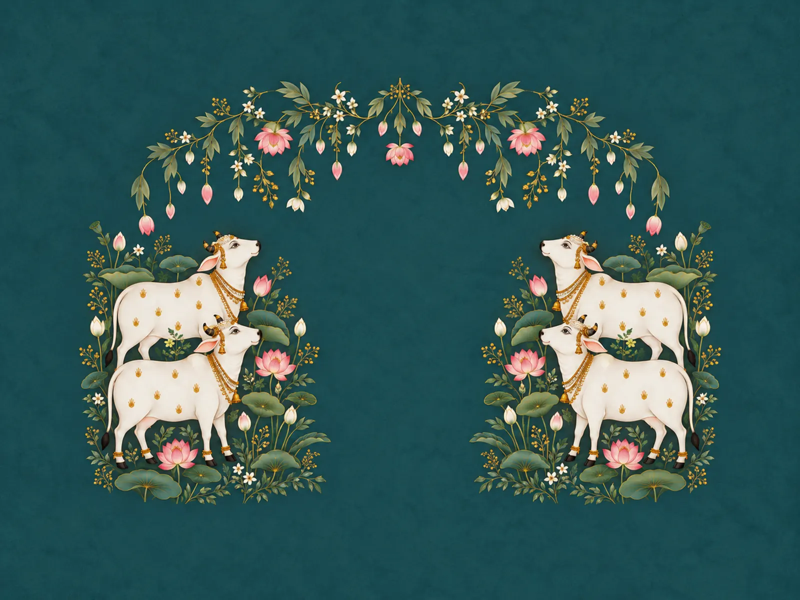 Govardhan Cow Garden Backdrop backdrop artwork