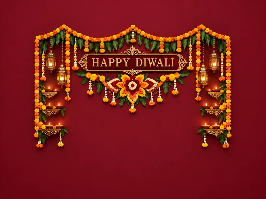 Happy Diwali Red and Gold Backdrop backdrop artwork