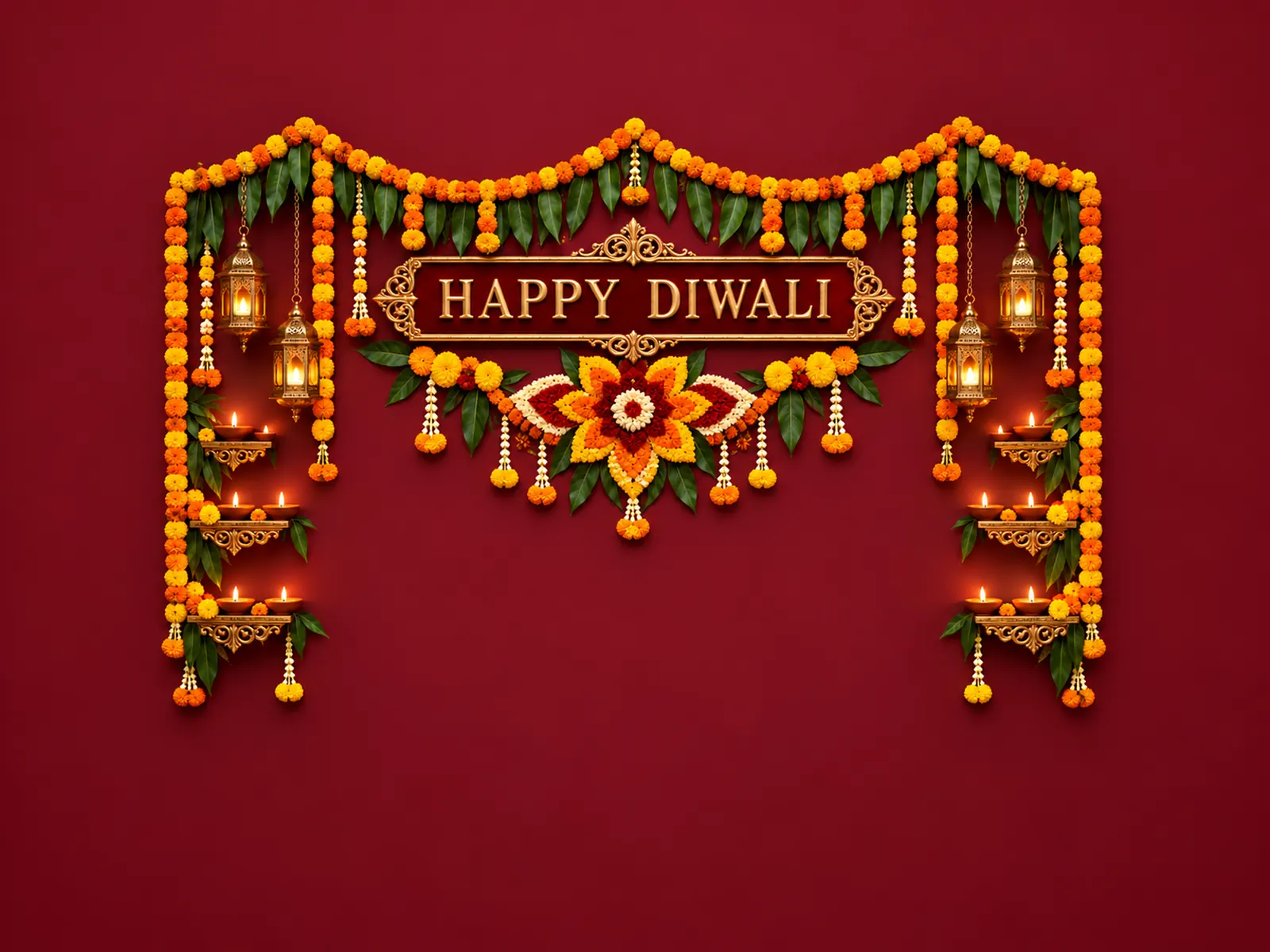 Happy Diwali Red and Gold Backdrop backdrop artwork