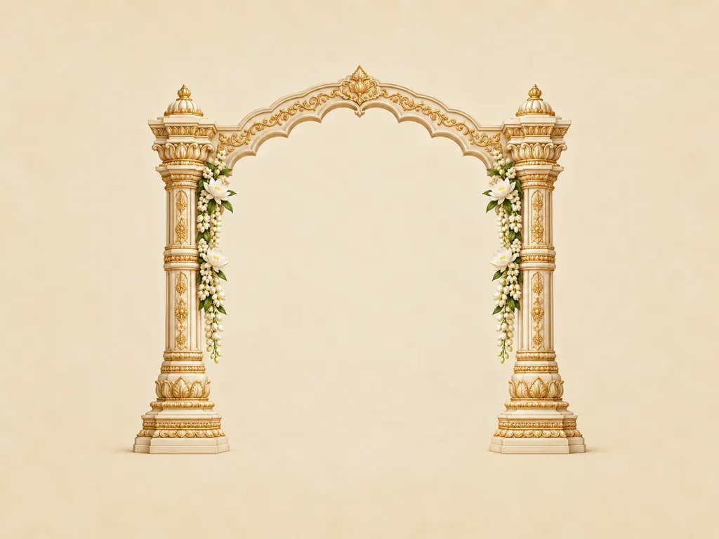 Ivory Gold Temple Pillars Backdrop backdrop artwork