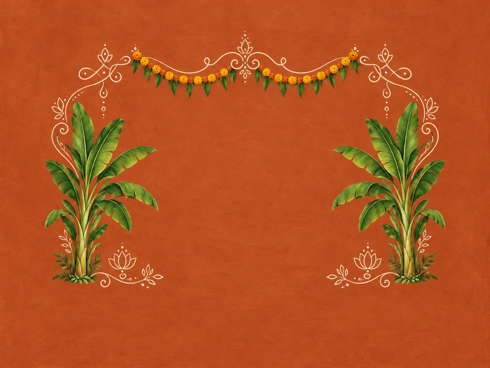 Kolam Banana Leaf Frame Backdrop backdrop artwork