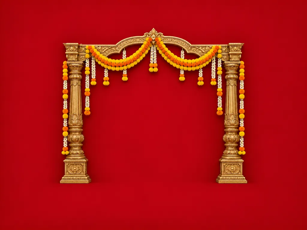 Marigold Temple Festive Backdrop backdrop artwork