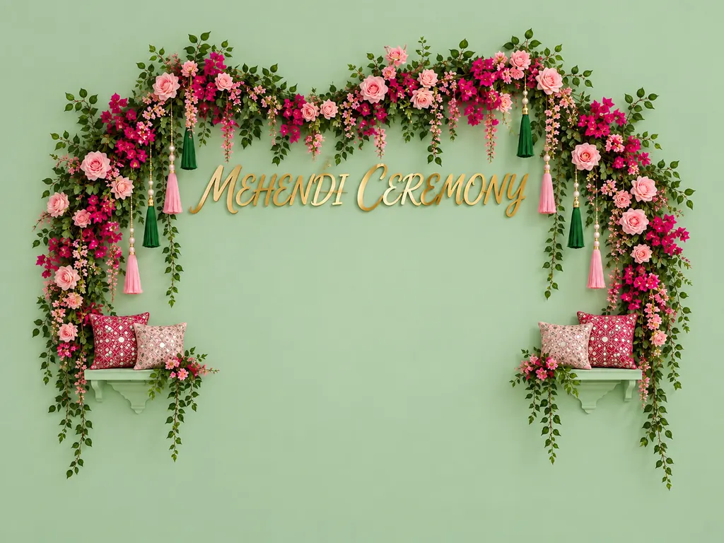 Mehendi Florals Backdrop backdrop artwork