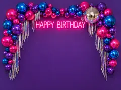 Neon Disco Birthday Backdrop