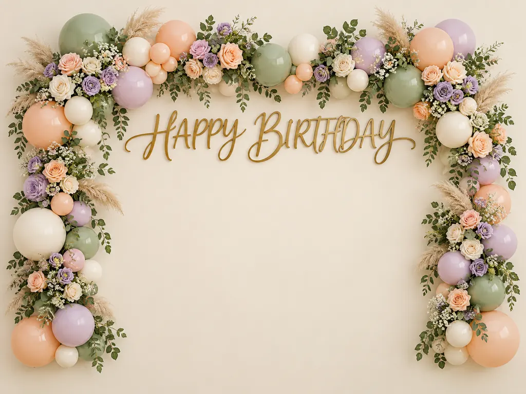 Pastel Floral Birthday Backdrop backdrop artwork