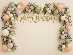 Pastel Floral Birthday Backdrop