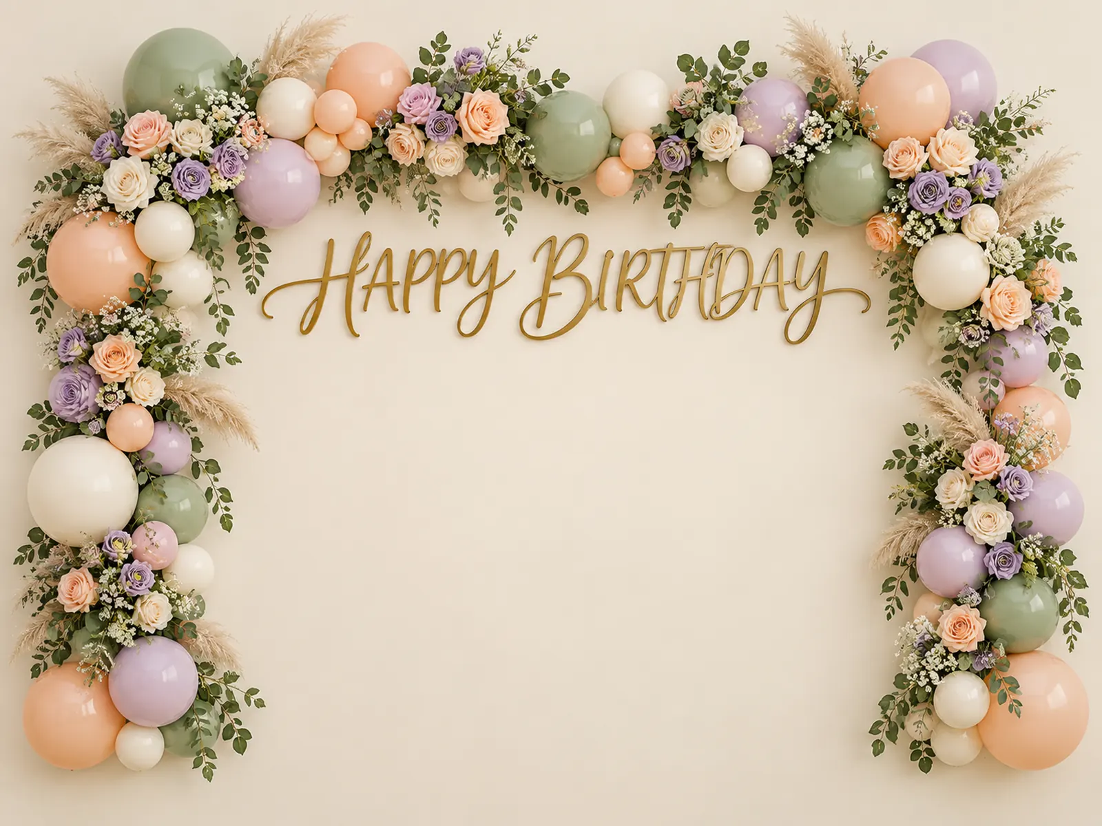 Pastel Floral Birthday Backdrop backdrop artwork