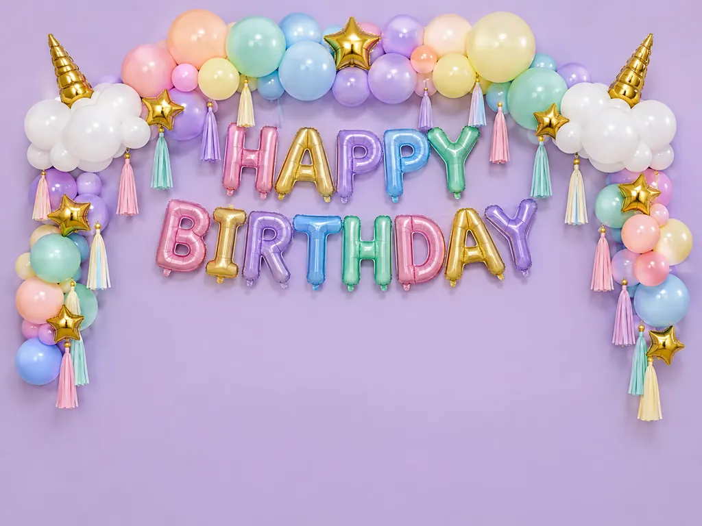 Rainbow and Unicorn Birthday Backdrop backdrop artwork