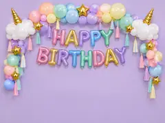Rainbow and Unicorn Birthday Backdrop