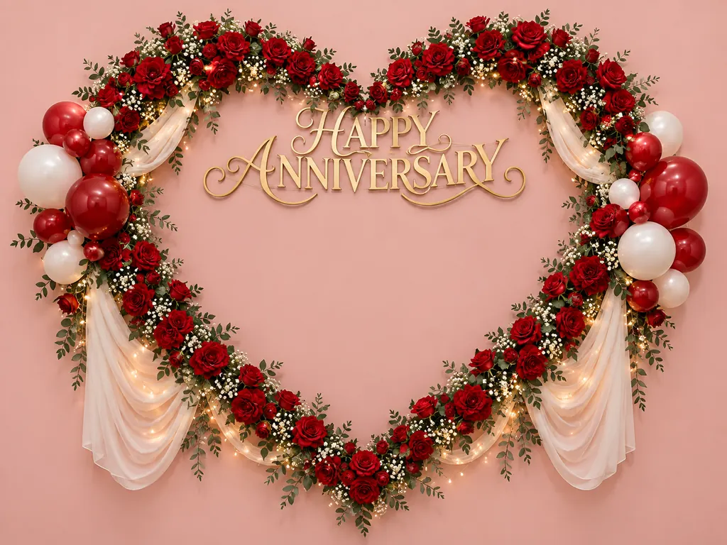 Rose Heart Anniversary Backdrop backdrop artwork