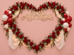 Rose Heart Anniversary Backdrop