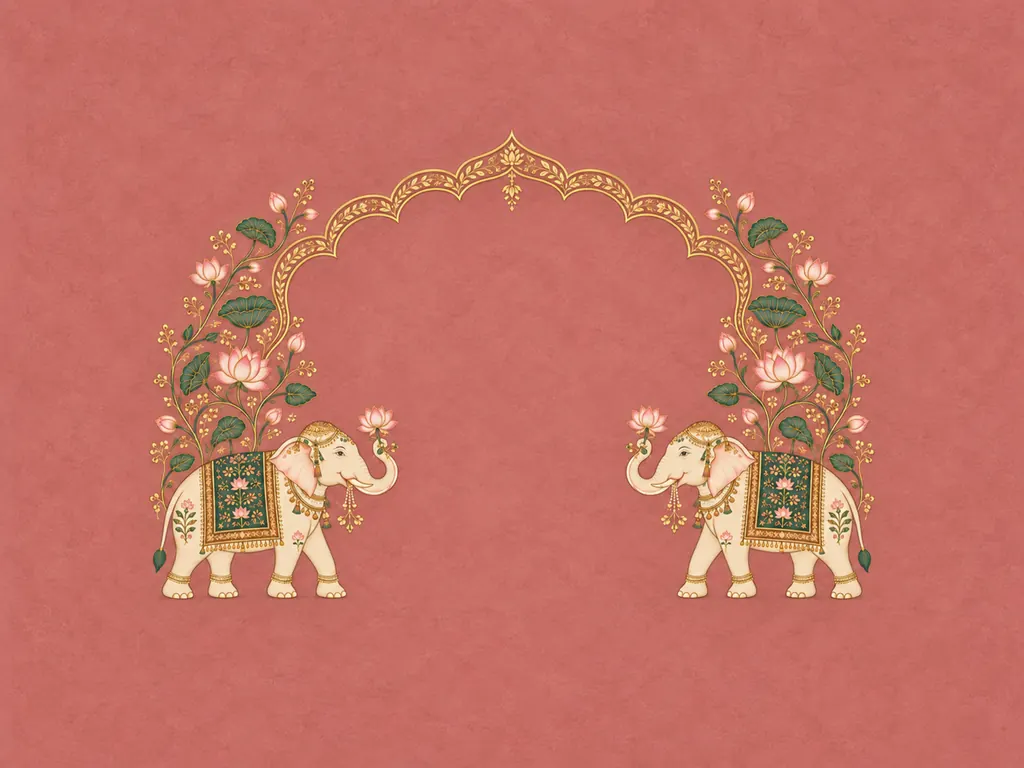 Rose Lotus and Elephant Arch Backdrop backdrop artwork
