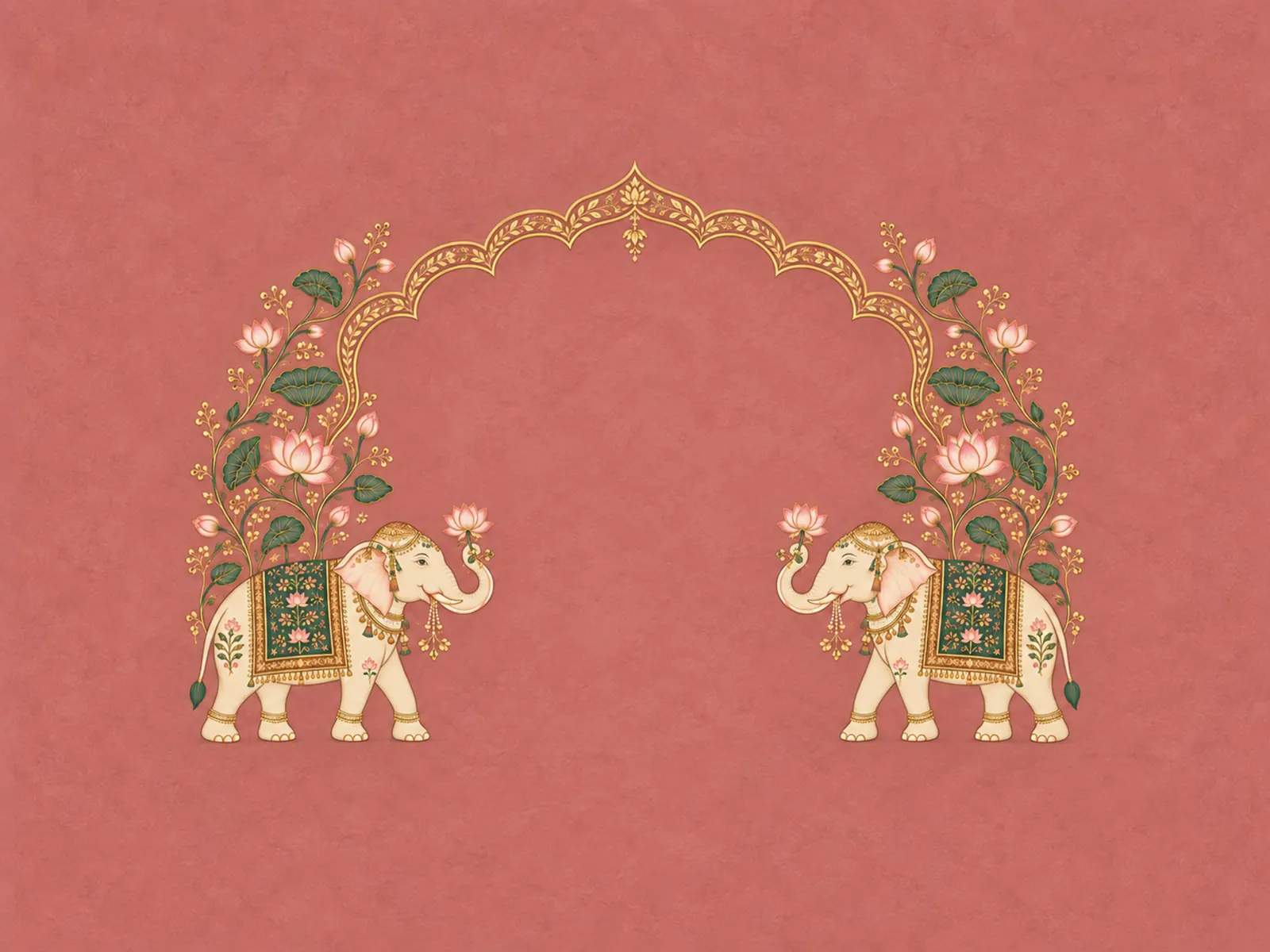 Rose Lotus and Elephant Arch Backdrop backdrop artwork