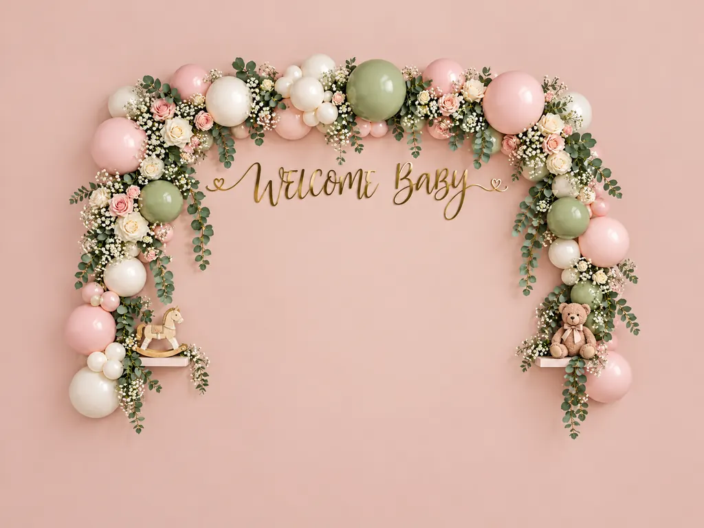Welcome Baby Blush Backdrop backdrop artwork