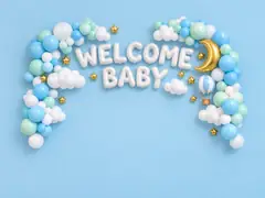 Welcome Baby Sky Blue Backdrop