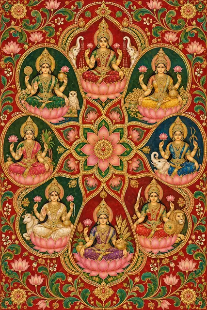Eight Goddesses in a Golden Lotus Mandala