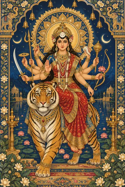 Ornate Chandraghanta with Tiger and Halo
