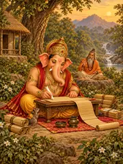 Ekadanta Ganesha Writing the Mahabharata