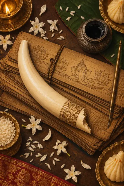 Ganesha Manuscripts and Ritual Still Life