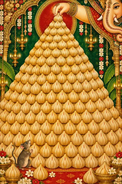 Ganesha's Majestic Modak Mountain