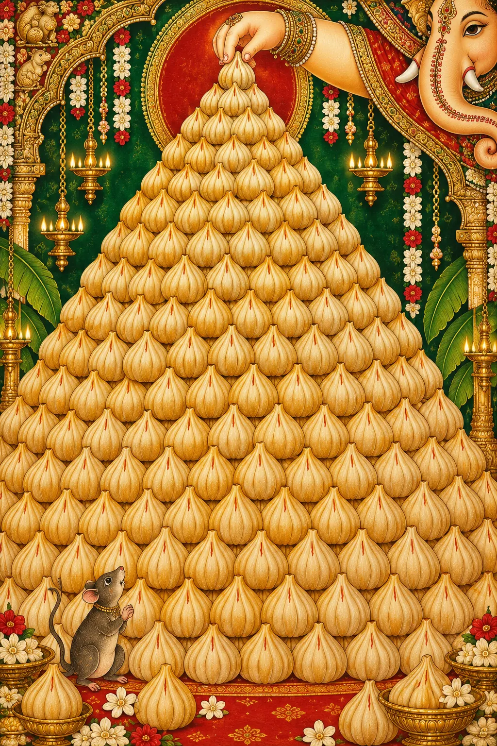 Ganesha's Majestic Modak Mountain wall tapestry artwork