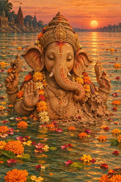 Ganesha's Serene Sunset Immersion