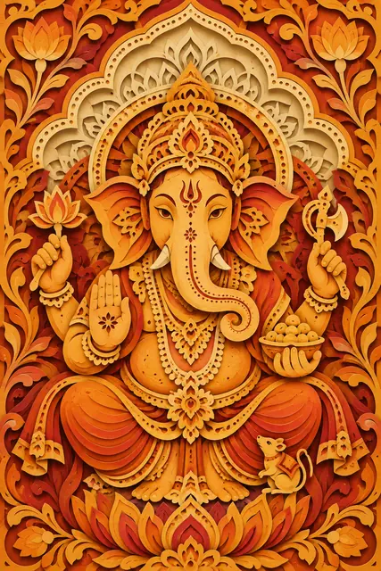 Layered Paper-Cut Ganesha Mandala