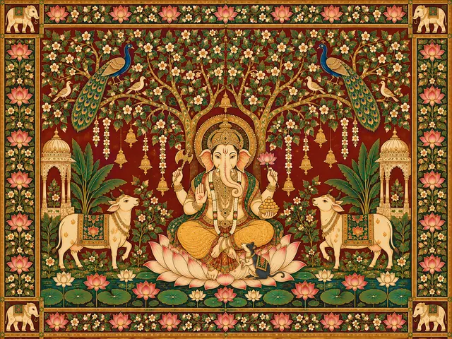 Ornate Ganesha Pichwai Tapestry