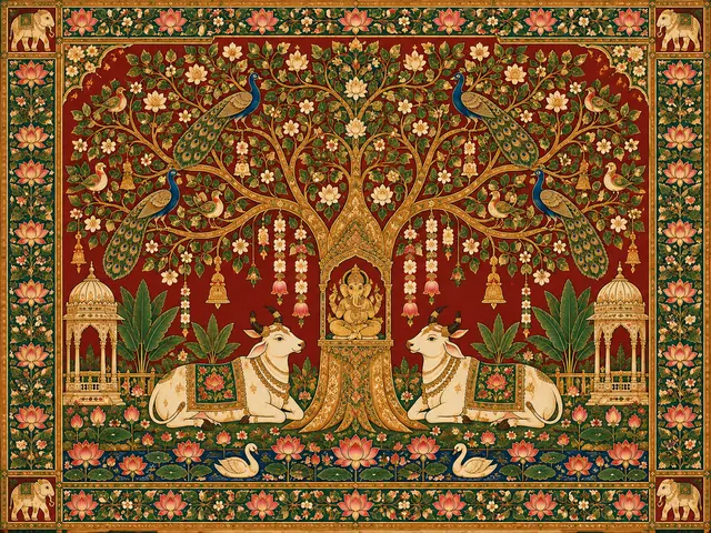 Ornate Indian Tree of Life Tapestry