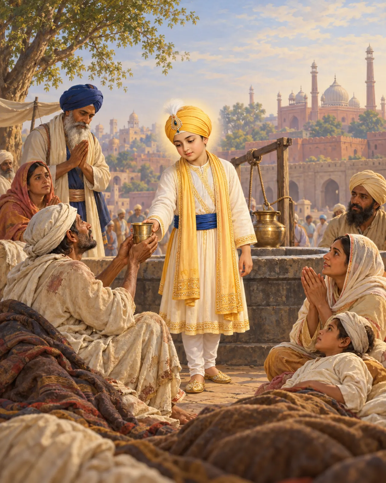 Guru Har Krishan Sahib Ji's Water Seva wall tapestry artwork