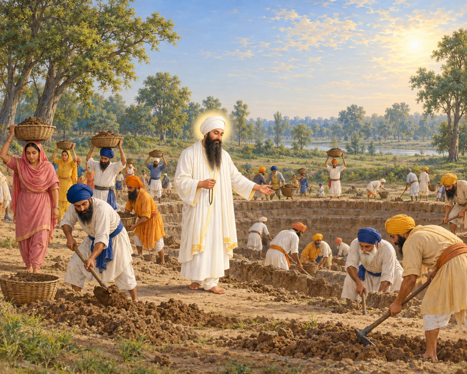Guru Ram Das Ji and the Sacred Pool wall tapestry artwork