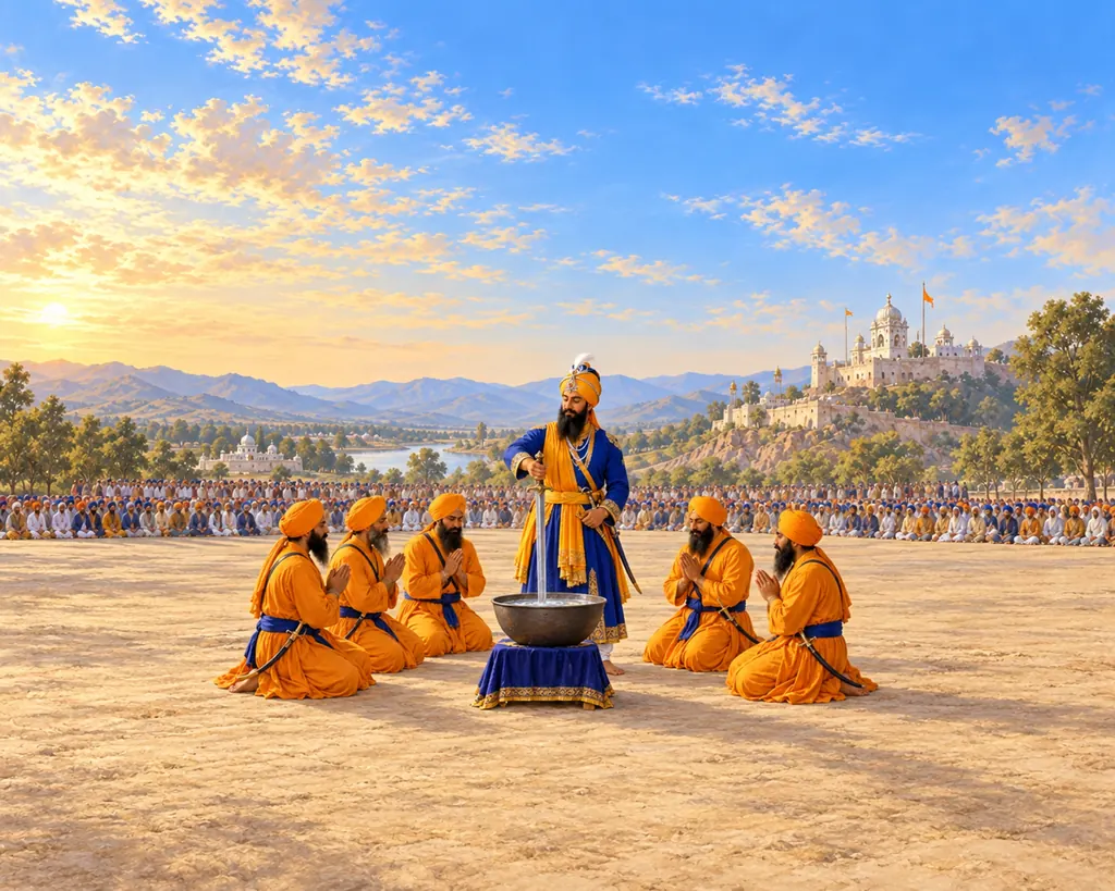 Vaisakhi and the Panj Pyare wall tapestry artwork