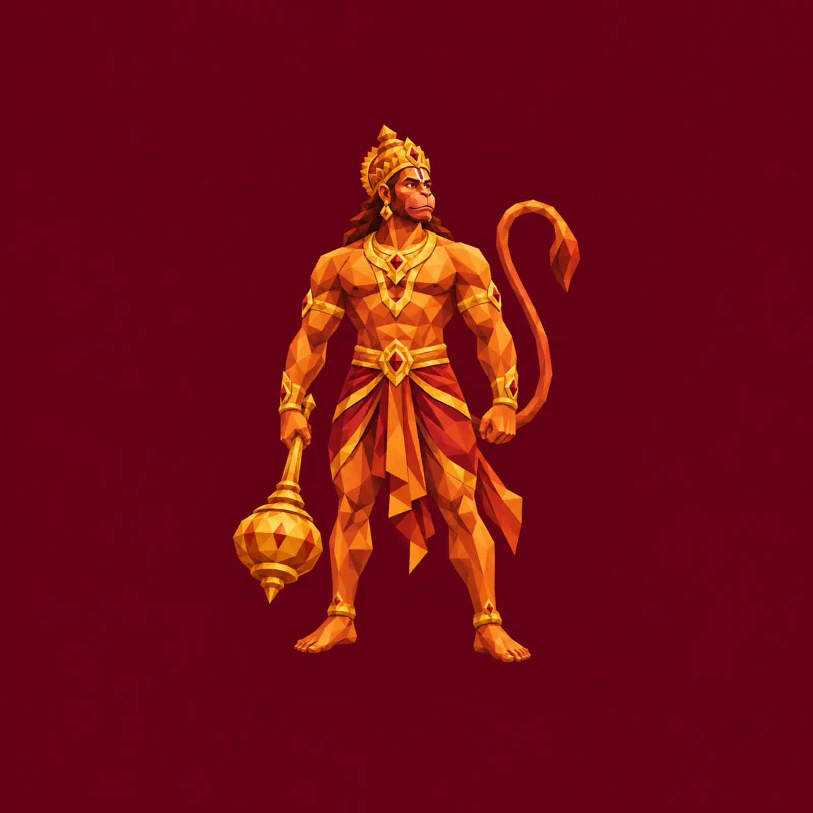 Geometric Hanuman wall tapestry artwork