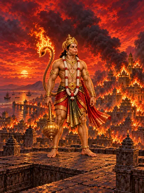 Hanuman and Burning Lanka