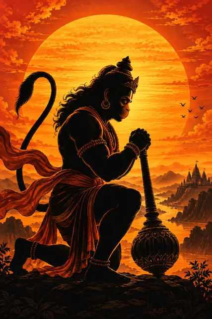 Hanuman at Sunrise Over the Valley