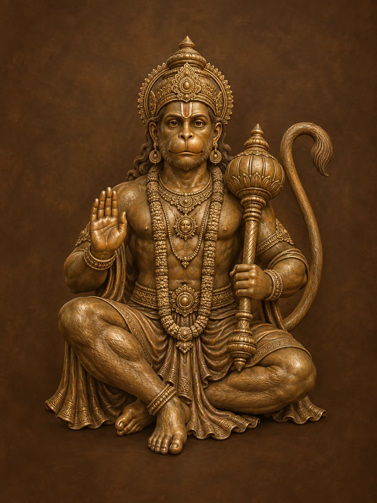 Hanuman Brass Relief Look wall tapestry artwork