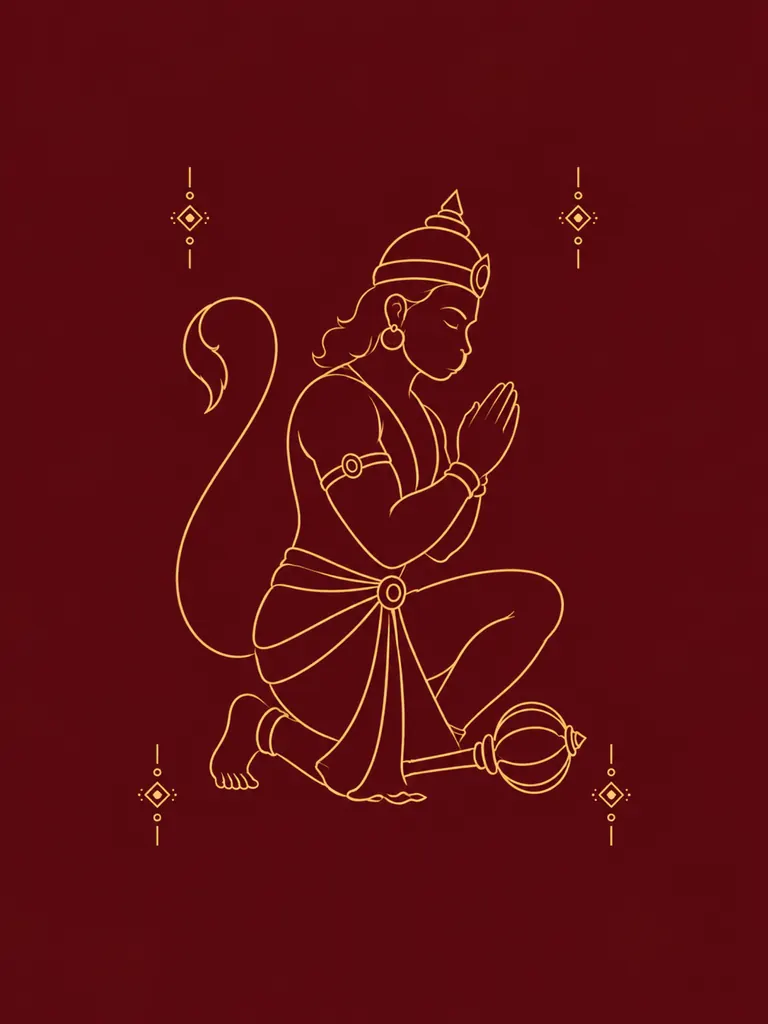 Hanuman Line Art wall tapestry artwork