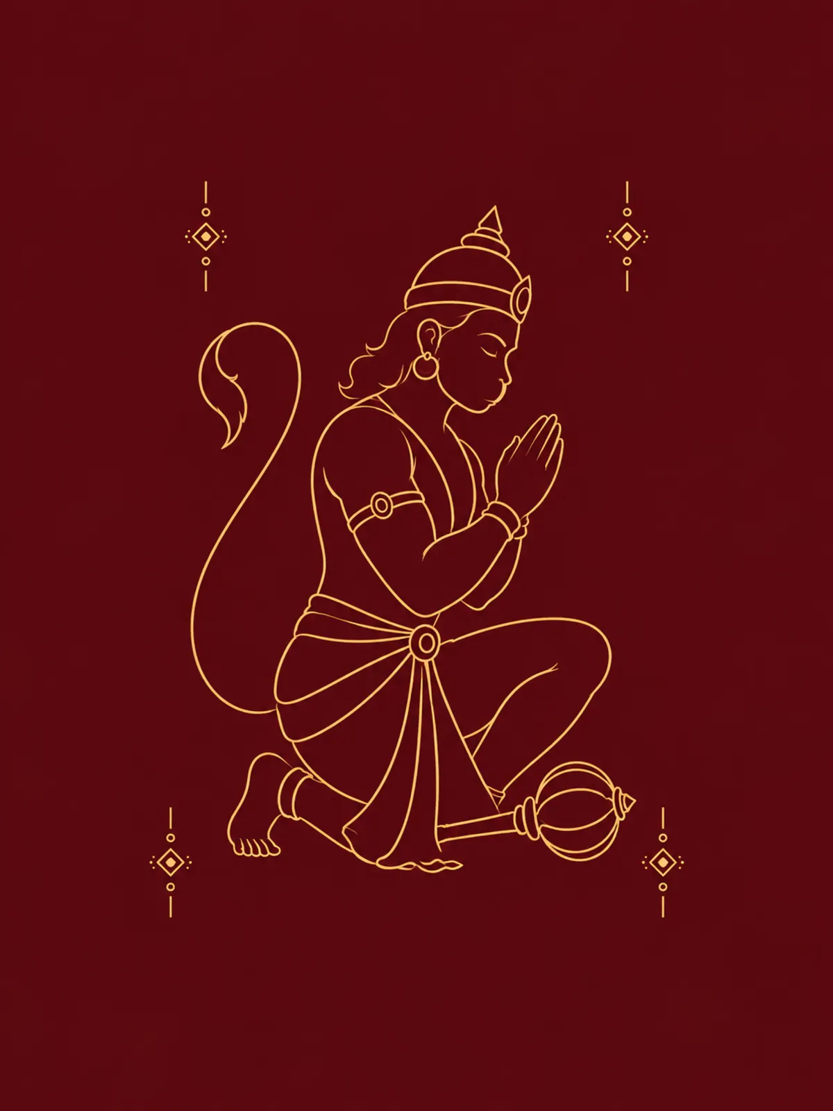 Hanuman Line Art wall tapestry artwork