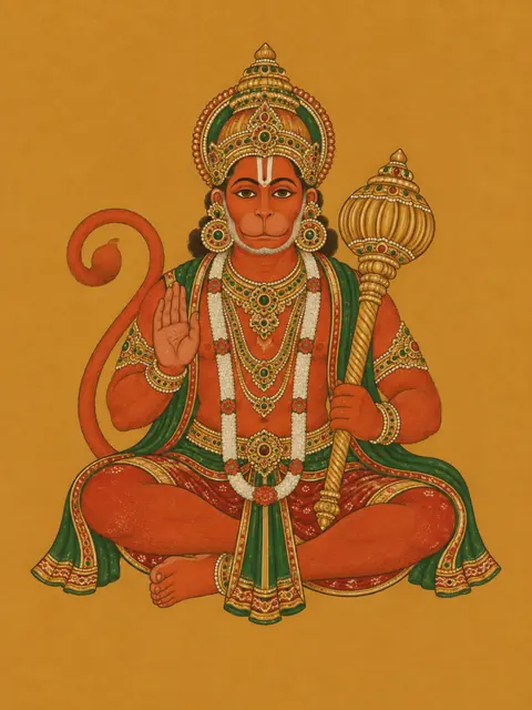 Kerala Mural-Inspired Hanuman