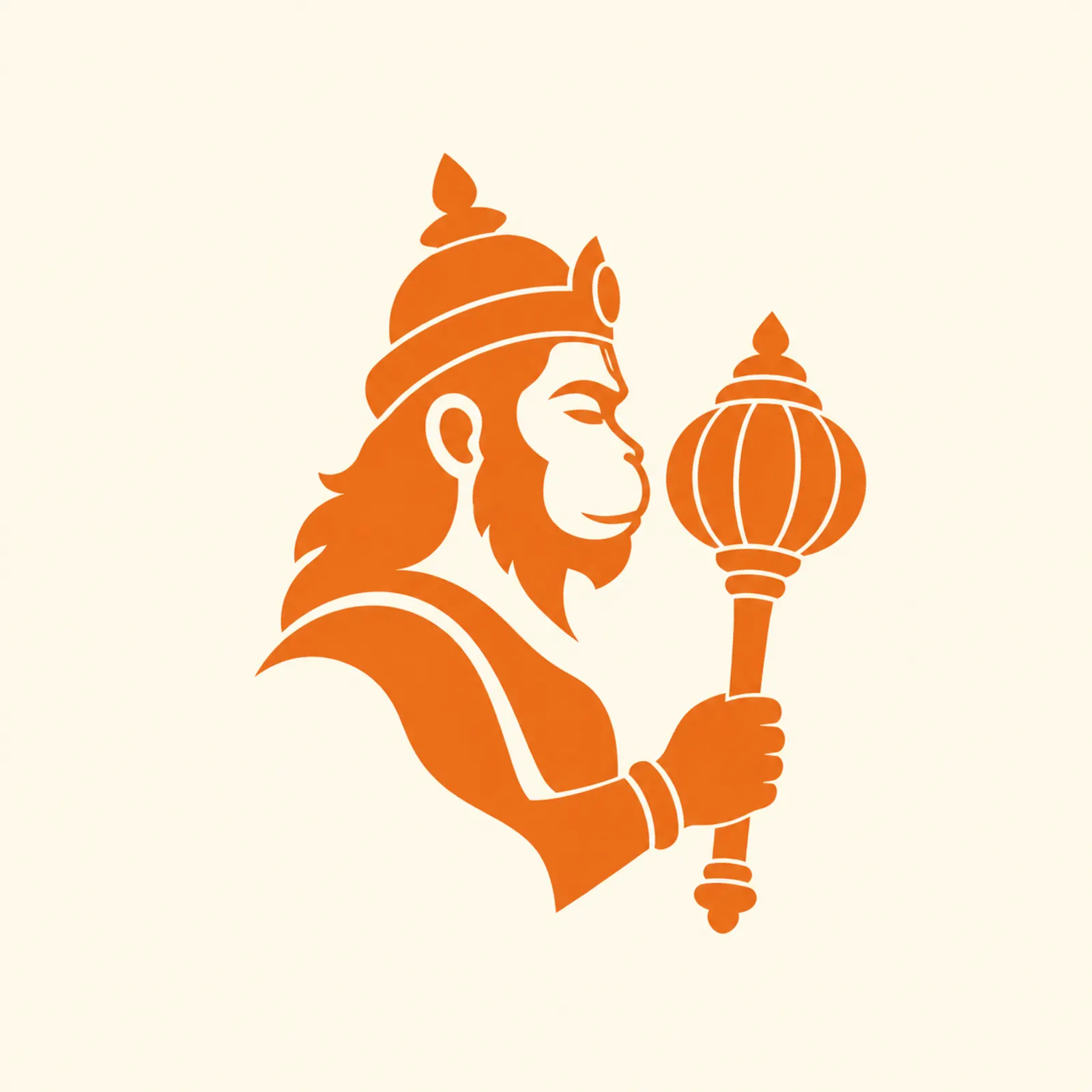 Minimal Hanuman and Gada wall tapestry artwork