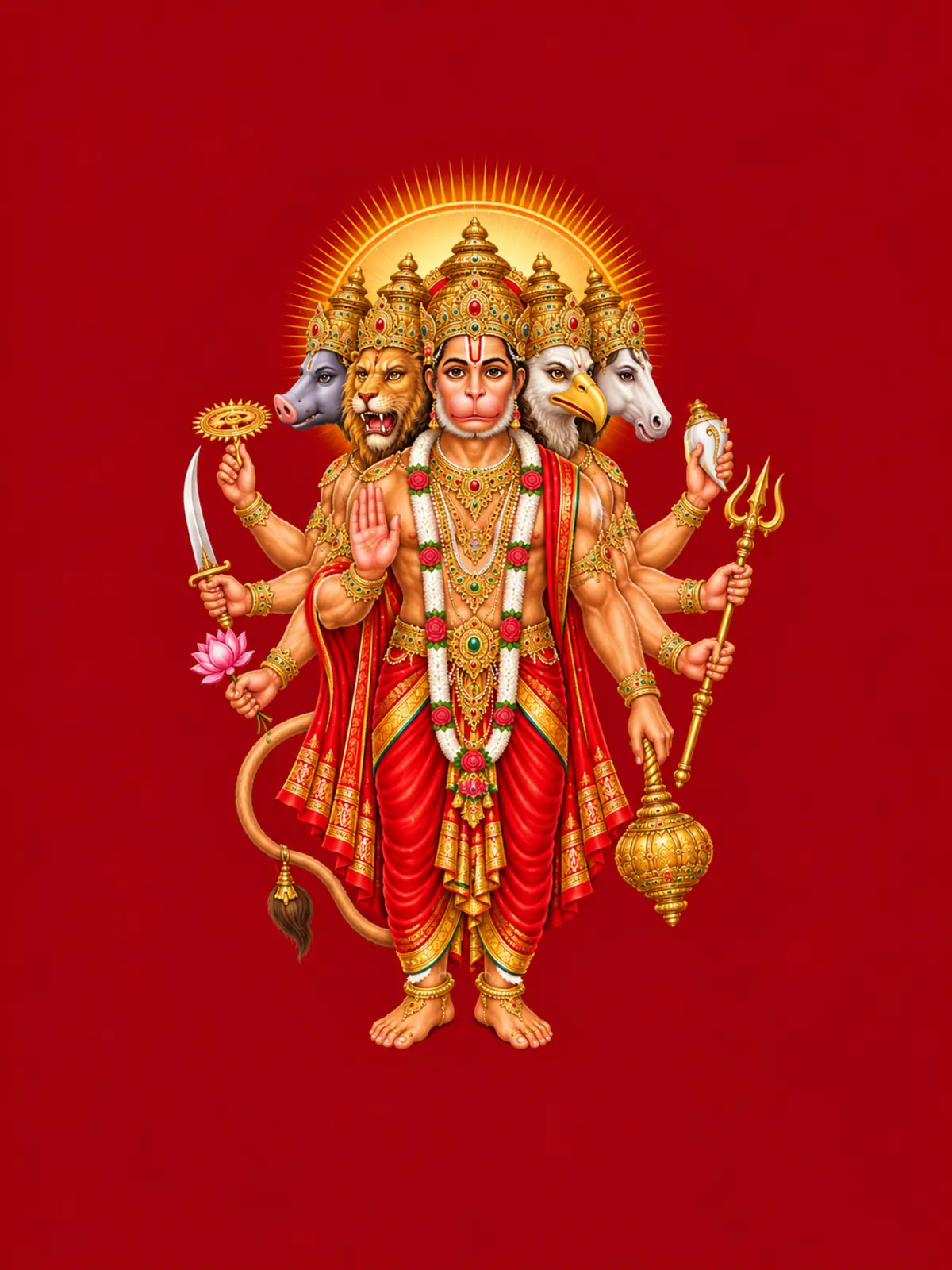 Panchmukhi Hanuman wall tapestry artwork