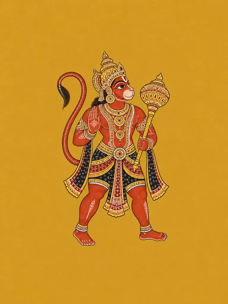 Pattachitra-Inspired Hanuman wall tapestry artwork