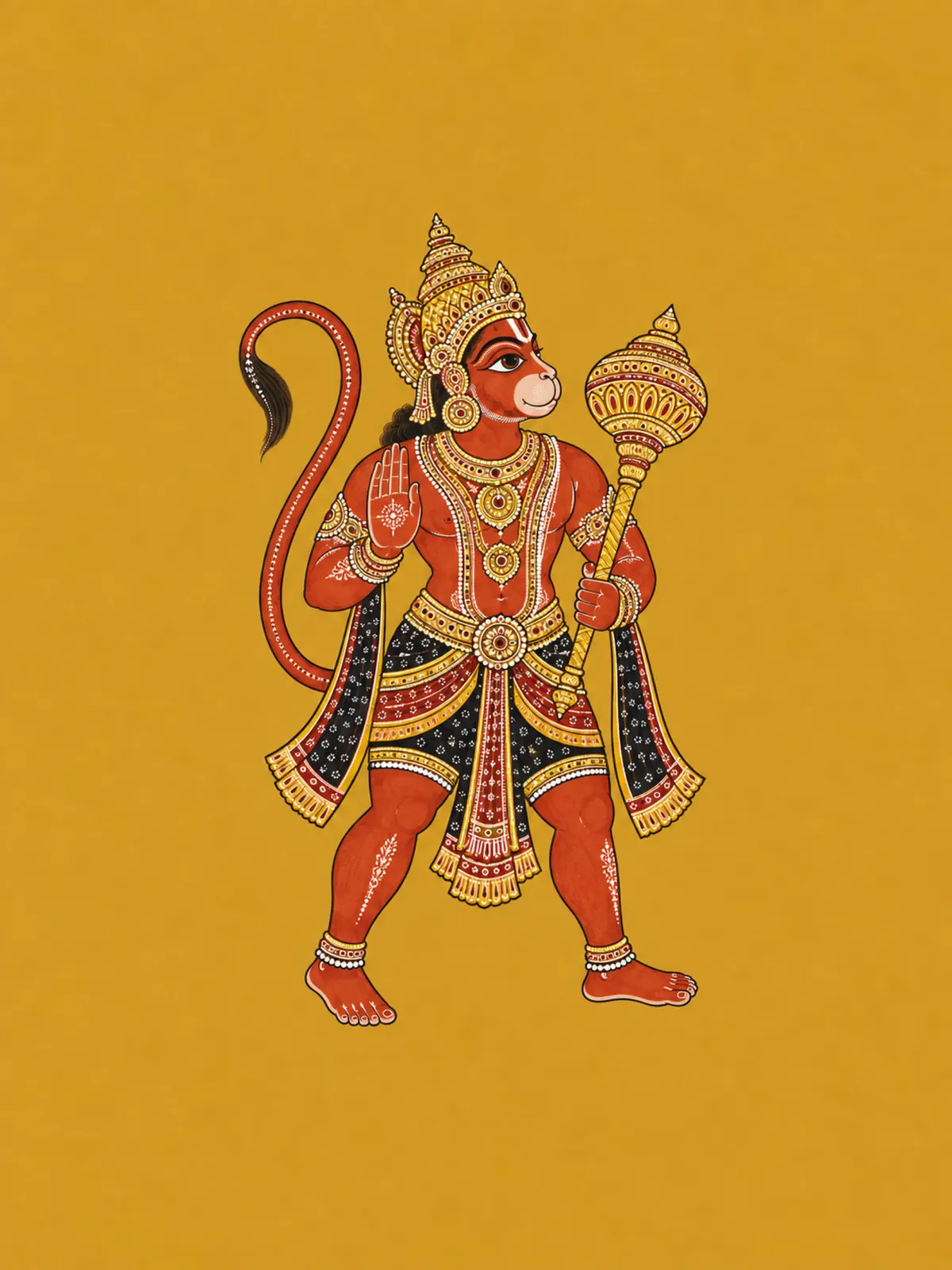 Pattachitra-Inspired Hanuman wall tapestry artwork